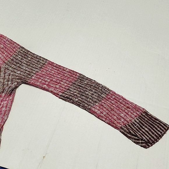 Mossimo Boho Retro Y2K Pink & Mauve Striped Lightweight Longline Open Cardigan M - Picture 6 of 8